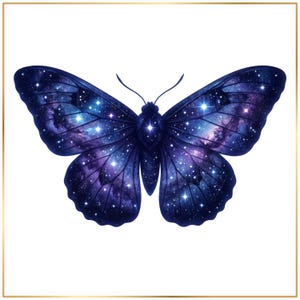 Galaxie-Motte (PNG-Set), Himmelsmotte-Clipart, Kosmischer Schmetterling (PNG), Weltraummotten-Kunst, Insekten-Clipart für den Nachthimmel, Mottenillustration Bild 5