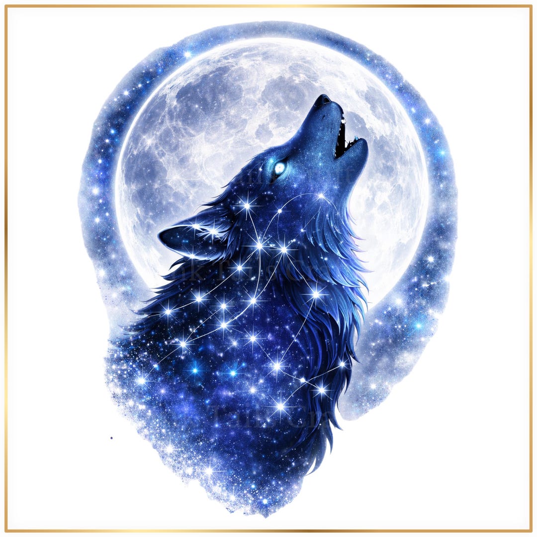Space Wolves Png Celestial Wolf PNG Bundle, Howling Wolf Moon Clipart, Galaxy Wolf ...