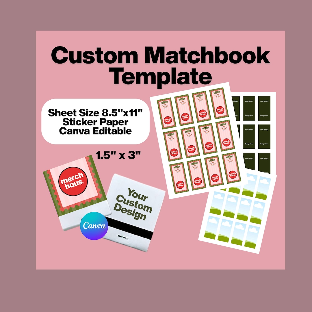 Custom Matchbook Sticker Template: DIY Printable Favor Labels (PDF, PNG ...