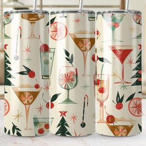 Christmas Cocktails 20 Oz Tumbler Wrap, Holiday Drinks PNG, Christmas Party Design, Cocktail Sublimation, Xmas Tumbler Wrap Design