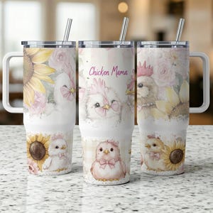 Chicken Mama 40 Oz Tumbler Png, Cute Chicken Sublimation Design, Coquette Chicken 40oz Tumbler Wrap, Farm Life 40 Oz Sublimation