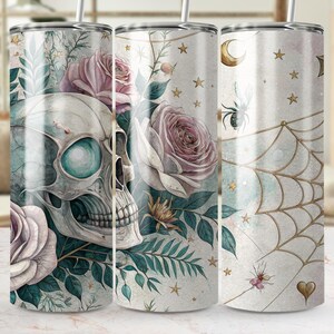 Skull Roses Heart 20 Oz Tumbler Wrap, Sublimation Design, Gothic Tumbler Wrap, Spooky Tumbler Design, Tumbler Digital Download