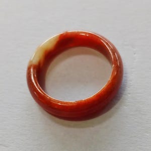 Jade Ring - Natural - Red Burmese Jade - 100% Jadeite - Size US 10.5 - EU 63.5 - Red Jade - Natural and Untreated - K1 4