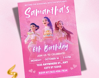 Kpop Demon Hunters Birthday Invitation - Personalize Kpop Invitation Canva Template, Huntrix Birthday Party Invite (Digital Download)