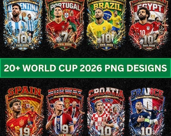 World Cup 2026 PNG Bundle, 20+ Printable Tshirt Designs, Worldcup 2026, A4 Size Soccer World Cup T-shirt Pngs (Digital Download)