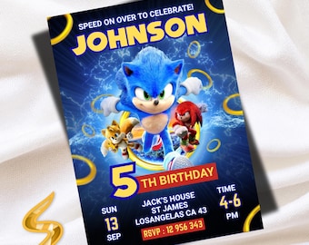 Sonic Birthday Invitation For Kids Party, Sonic The Hedgehog Boys Party Invite, Printable Sonic 3 Birthday Invite, Editable Canva Template