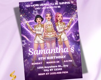 Kpop Dämonenjäger Einladung, Huntrix Kpop Party Evite (Digitaler Download)