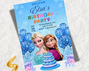 FROZEN Invitation Elsa Birthday Invitation Winter Snow Birthday Printable, Editable Canva Template Frozen Invite (Instant Download)