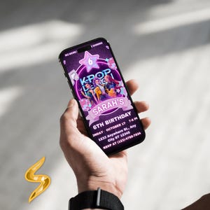 KPOP Dämonenjäger Einladung, K Pop Geburtstagseinladung, bearbeitbare KPOP Canva Vorlage, Huntrix Geburtstagsfeier einladen (Digitaler Download) Bild 4