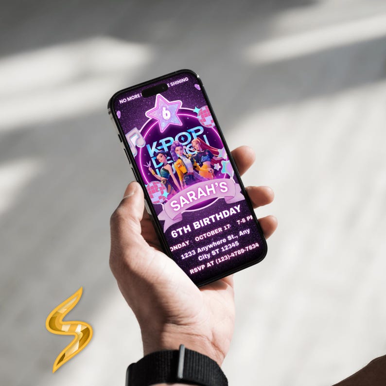 KPOP Dämonenjäger Einladung, K Pop Geburtstagseinladung, bearbeitbare KPOP Canva Vorlage, Huntrix Geburtstagsfeier einladen (Digitaler Download) Bild 4