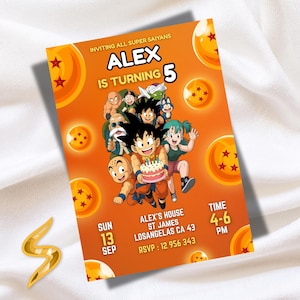 Editable Dragon Ball Z Birthday Invitation, Dragon Ball Theme Party Invitation, Goku Brunch Invitation For Boys, Superhero Birthday Flyer