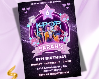 KPOP Demon Hunters Invitation, K Pop Birthday Invitation, Editable  KPOP Canva Template, Huntrix Birthday Party Invite (Digital Download)