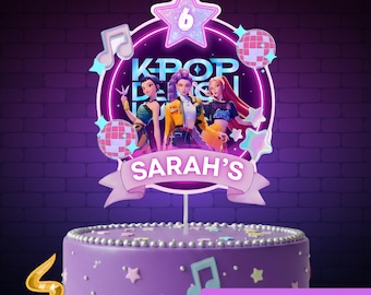 Huntrix K-pop Demon Hunters T-SHIRT D'ANNIVERSAIRE PNG Design Rose Et Violet - France