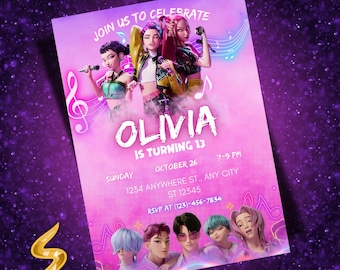 KPOP Demon Hunters Invitation EDITABLE K Pop Birthday Invitation KPOP Demon Hunters Birthday invitation K-Pop Demon Hunters Party Supplies