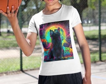 Psychedelic Cosmic Cat T-Shirt: Trippy Third Eye Galaxy Unisex Tee