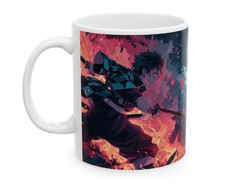 Taza Demon Slayer: Taza de cerámica envolvente de Tanjiro y Nezuko