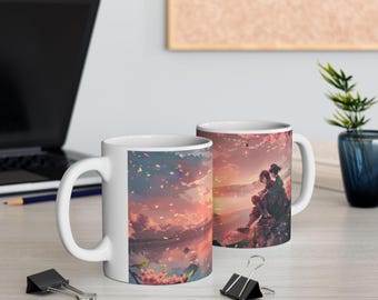 Taza Demon Slayer – Arte de flor de cerezo de Tanjiro y Nezuko