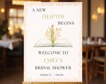 A New Chapter, Story Book Bridal Shower, Wedding Sign Template, Editable Next Chapter Book Bridal Shower, Welcome Sign, Digital Download