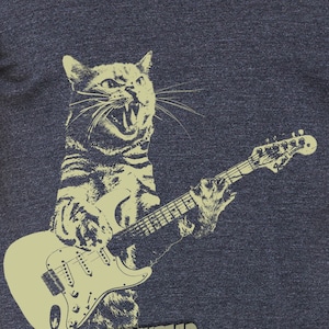 Cat playing guitar shirt mens cat playing guitar tshirt music tee mens graphic t shirts image 1