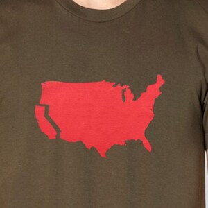 T en Californie pour hommes shirt American Apparel vert armée disponible en S, M, L, XL, XXL livraison dans le monde entier image 1