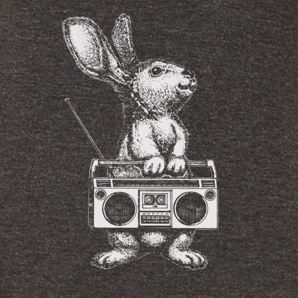 Bunny Boom Box shirt | womens rabbit radio tshirt | girls music tee | animal print | women's graphic t shirts