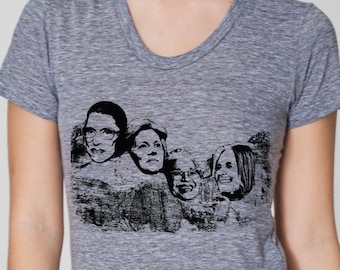 Great American women on Mt Rushmore, womens Bella Canvas athletic gray- S, M, L,XL- WorldWide shipping