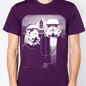 star wars American Gothic parody on mens t shirt- american apparel eggplant, available in S,M, L ,XL, 2XL, worldwide shipping