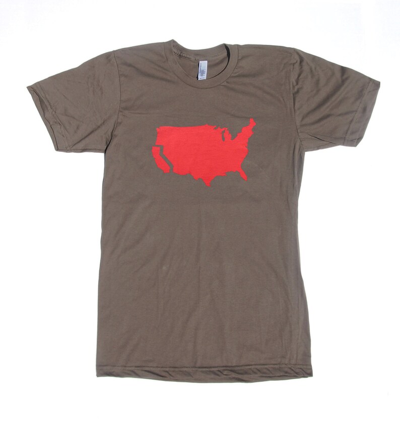 Men's California t shirt American Apparel army green available in S, M, L, XL, XXL Worldwide Shipping zdjęcie 2