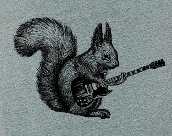 Squirrel playing guitar shirt- mens animal tshirt- graphic tshirts- funny shirts