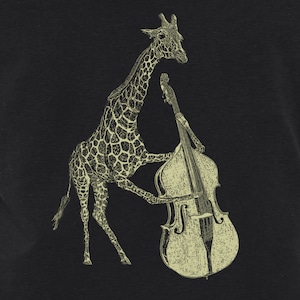 Giraffe Playing Bass T Shirt- Men&#39;s Music Animal Tee- Guys Graphic Screen Print Apparel