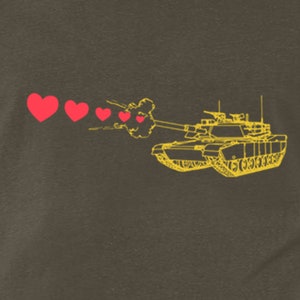 Mens tank shooting hearts- American Apparel or Bella Canvas Army- Size S, M, L,XL,XXL- WorldWide Shipping