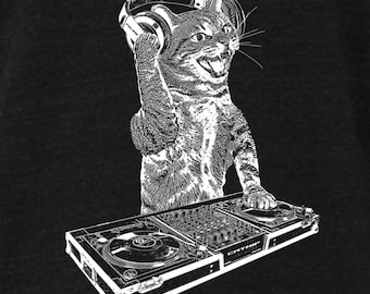 Cat DJ T-Shirt: Kitten Disc Jockey Graphic for Dance Party Lovers