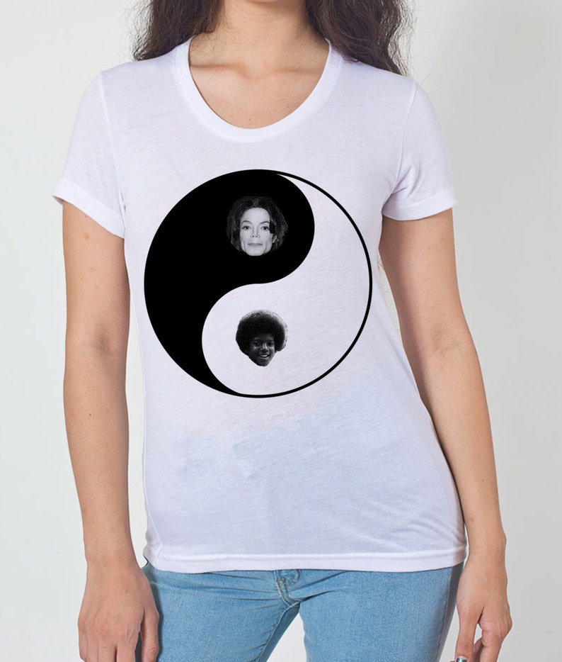 Womens Michael Jackson Yin Yang shirt American Apparel white available in S, M, L, XL, WorldWide Shipping image 4