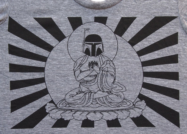 Womens Boba Fett Buddha Star Wars tank top american apparel athletic gray available in XS,S, M, L WorldWide Shipping image 3