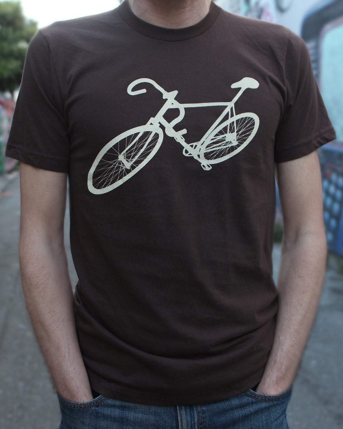 Mens Bike Bicycle T Shirt American Apparel Brown Available Etsy