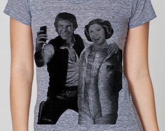 Star Wars selfie on womens t shirt- Bella Canvas athletic gray, available in S, M, L ,XL  worldwide shipping