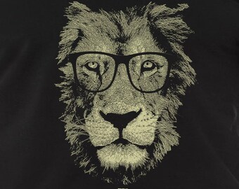 Lion Glasses T-Shirt: Men’s Animal Graphic Cat Tee