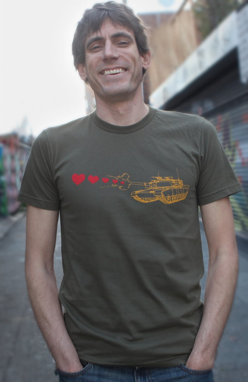 Mens tank shooting hearts American Apparel or Bella Canvas Army Size S, M, L,XL,XXL WorldWide Shipping image 3