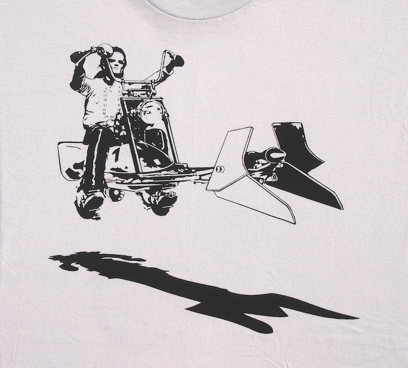 Mens Star Wars easy rider speeder bike on mens t shirt american apparel silver, available in S,M, L ,XL, XXL WorldWide shipping image 1