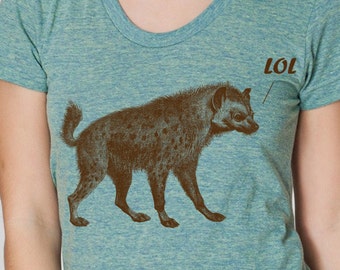 womens LOL hyena- American- Apparel athletic tri blend lemon- available ins, m, l, xl  WorldWide Shipping