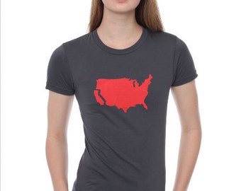 California t shirt - women's fitted american apparel- grey- available in s, m, l, xl- wprldwide shipping