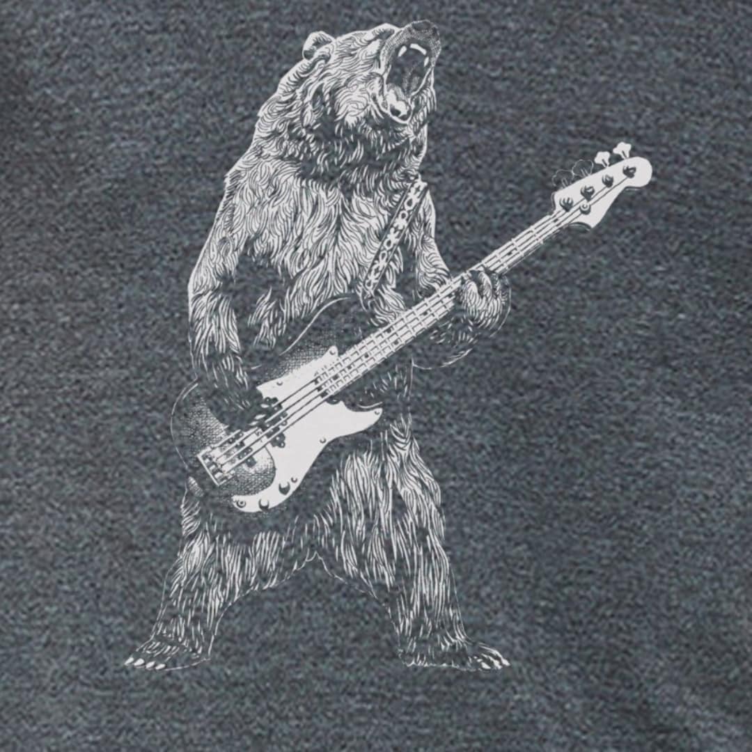 Bear Playing Bass Guitar Shirt Mens Animal Playing Guitar Tshirt Music Tee  Mens Graphic T Shirts 