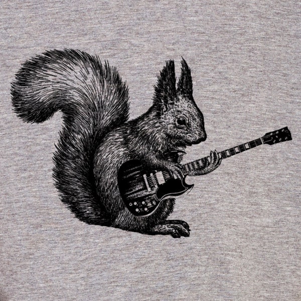 squirrel playing guitar - vintage illustration tshirt - kids funny animal shirt - animal print kids tee - funny tshirts -
