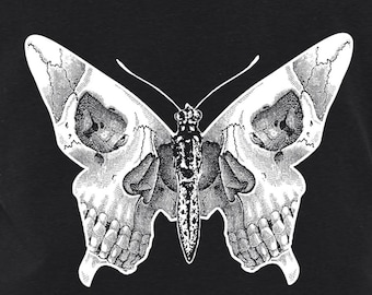 mens butterfly skull shirt- American Apparel black- available in S, M, L , XL, XXL WorldWide Shipping