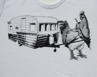 womens chicken with trailer American Apparel white- available in S, M, L , XL WorldWide Shipping