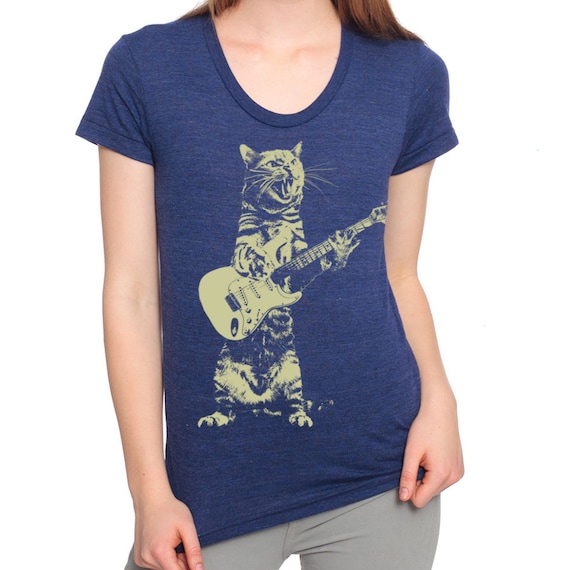 handicappet maling Samme Buy Cat Playing Guitar Shirt Womens Rock & Roll Cat Tshirt Online in India  - Etsy