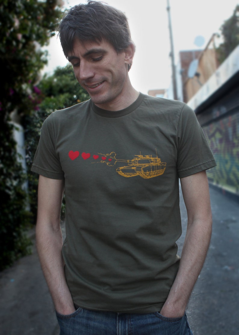 Mens tank shooting hearts American Apparel or Bella Canvas Army Size S, M, L,XL,XXL WorldWide Shipping image 2