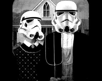 Star Wars American Gothic on Boys T shirt- Kids StarWars Storm Trooper Disney Tee