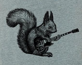 Squirrel Playing Guitar Men’s T-Shirt: Animal Graphic Tee