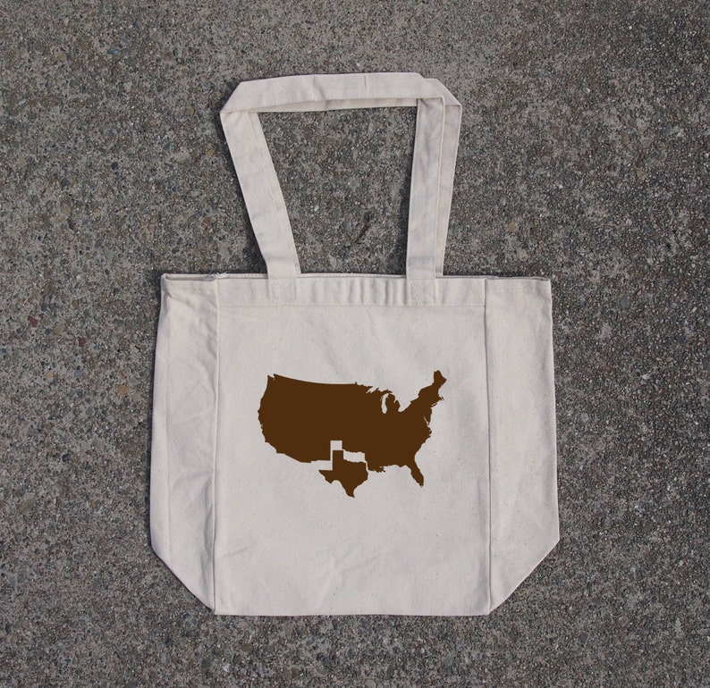 Texas Cotton Canvas Natural Tote Bag Etsy